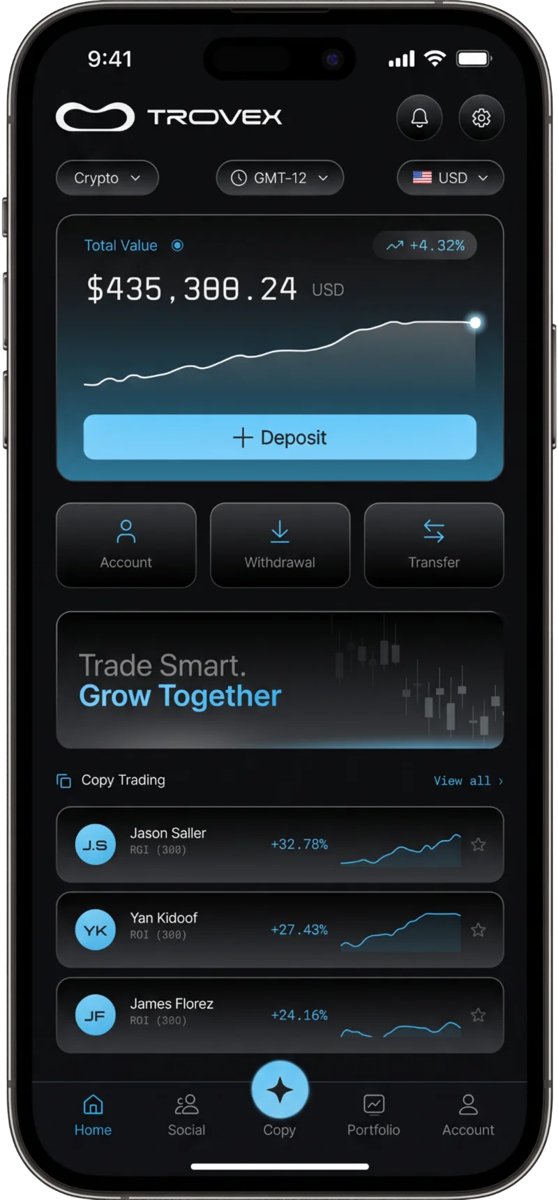Trovex social trading app